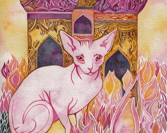 Sphynx Cat print by Megan Noel