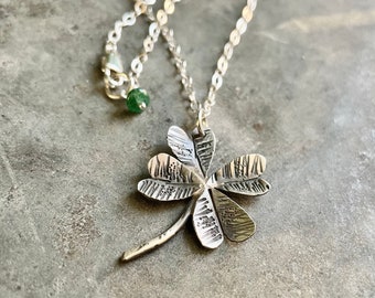 Hand Built Sterling Silver 4 Leaf Clover Necklace