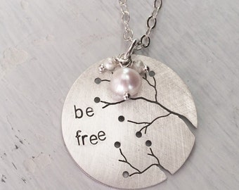 Cut Branches in Sterling Silver with Stamped Word