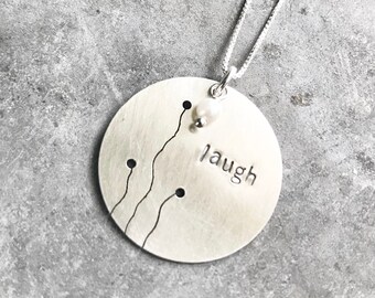 Stamped Silver Laugh Necklace