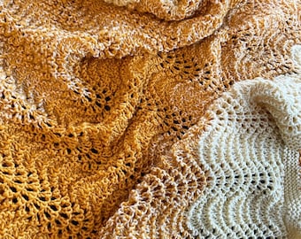 Yellow Ombre Fan and Feather Baby Blanket