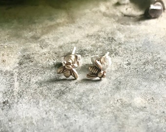 Brass Wee Bee Stud Earrings