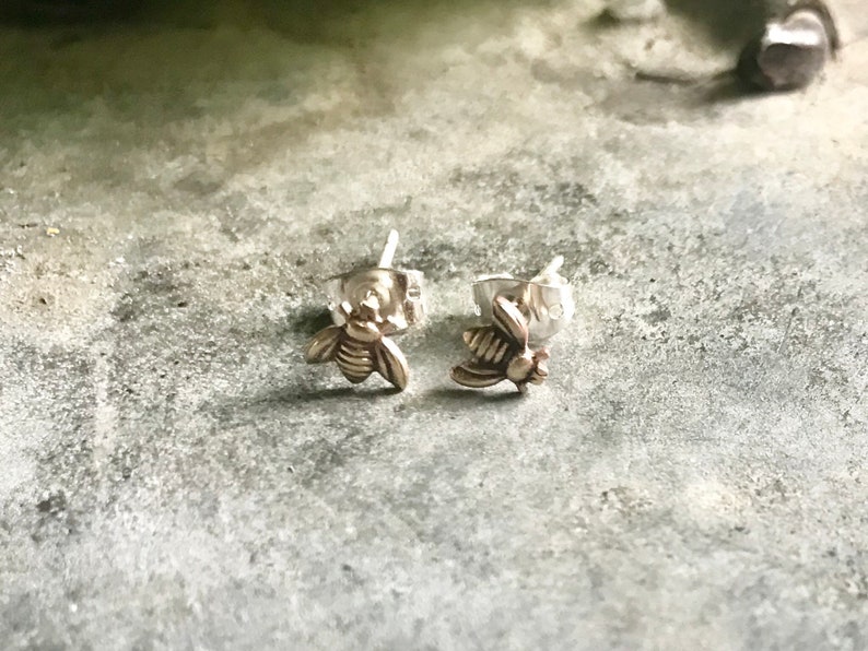 Brass Wee Bee Stud Earrings image 1