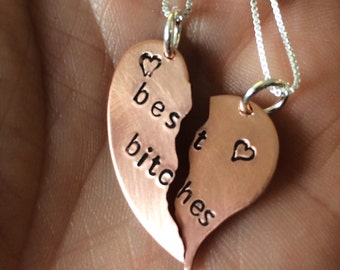 Stamped Copper Best Bitches Necklaces