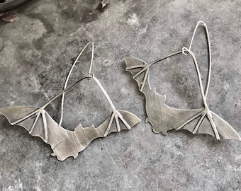 Sterling Silver Bat Earrings