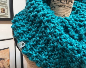 Thick and Cozy Double Wrap Cowl in Jewel Blue