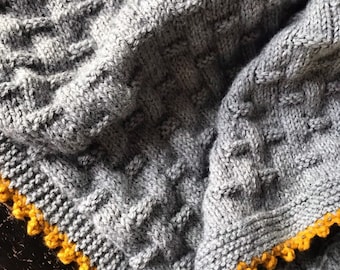 Couverture de bébé de Basketweave faite sur commande faite faite faite avec la frontière d'accent