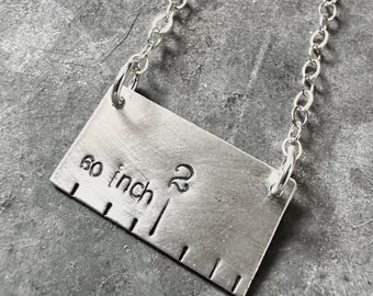 Hand Built Sterling Silver Mini Fabric Tape Measure Necklace