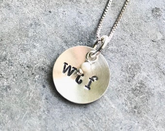 WTF Stamped Silver Necklace