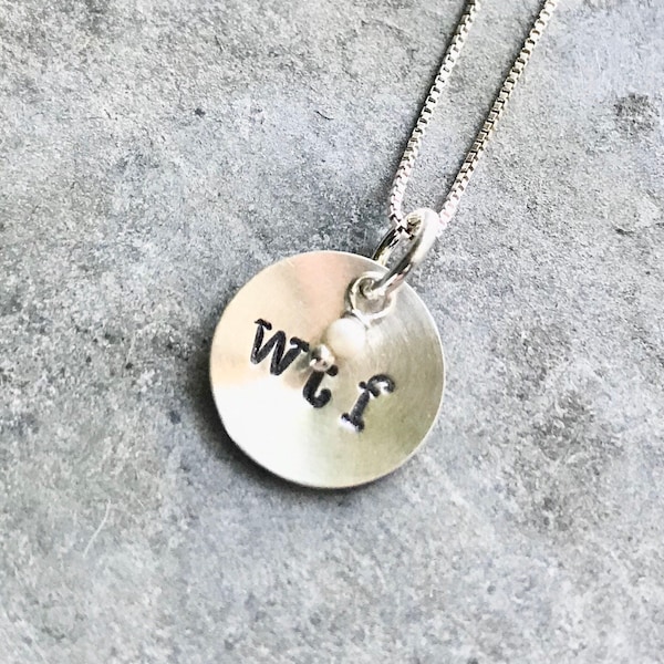 WTF Stamped Silver Necklace