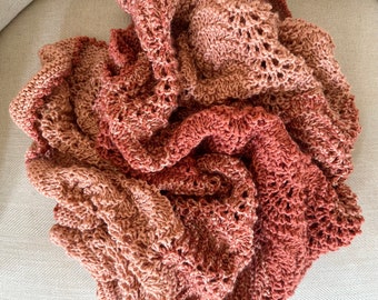 Orangey Ombre Fan and Feather Baby Blanket