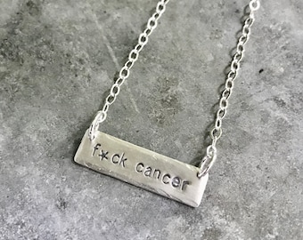 F*ck Cancer Sterling Silver Bar Necklace