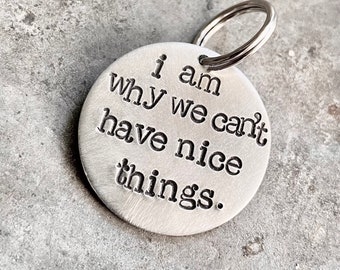 I Am Why We Can't Have Nice Things Pet Charm - Aluminum