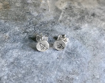 Sterling Stamped Wee Bee Stud Earrings