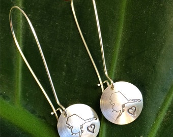 Stamped Sterling Alaska Love Earrings
