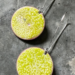 Round Green Torch Fired Enamel Earrings