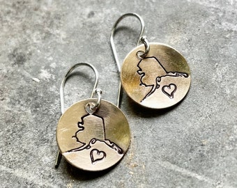 Stamped Gold Alaska  Earrings