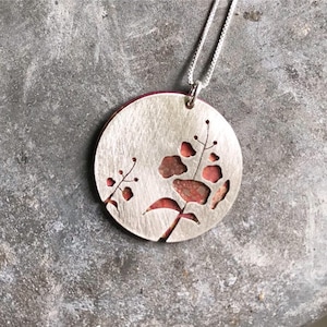 Sterling Silver Double Fireweed on Oxidized Copper Necklace
