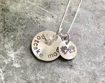 Stamped Sterling Silver Potcake Mom Necklace