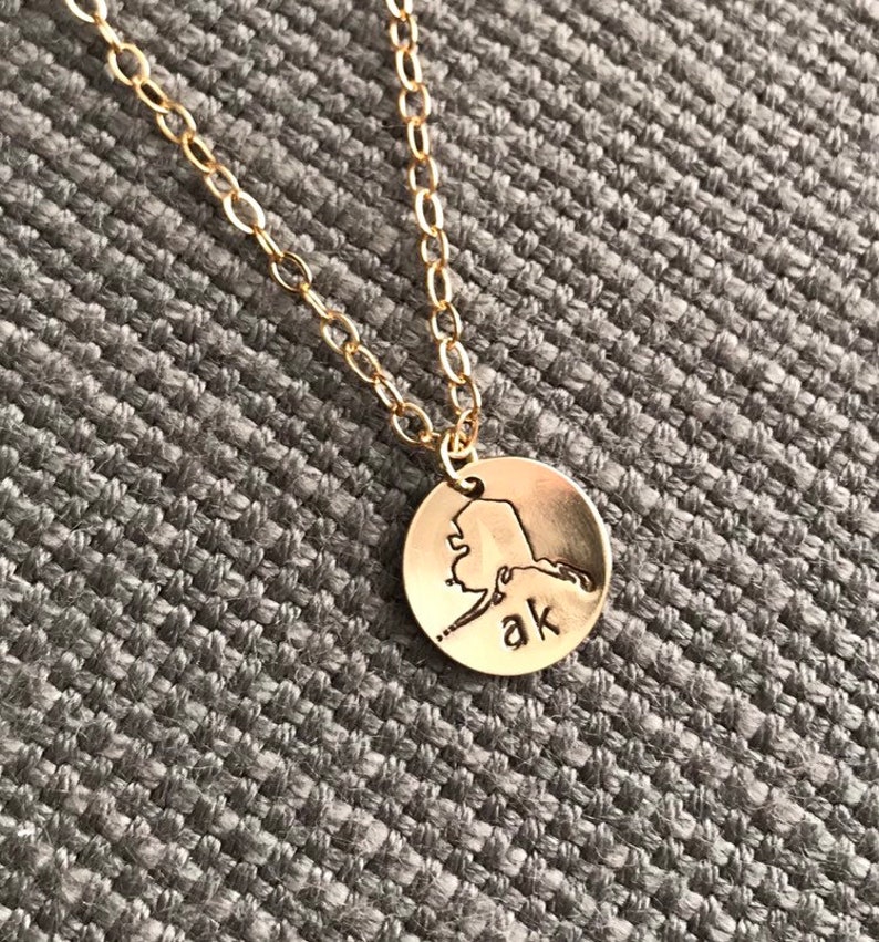 Stamped Gold Alaska AK Necklace image 1