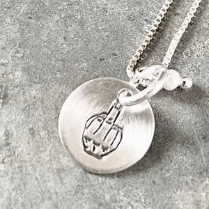 Sterling Stamped Middle Finger Necklace