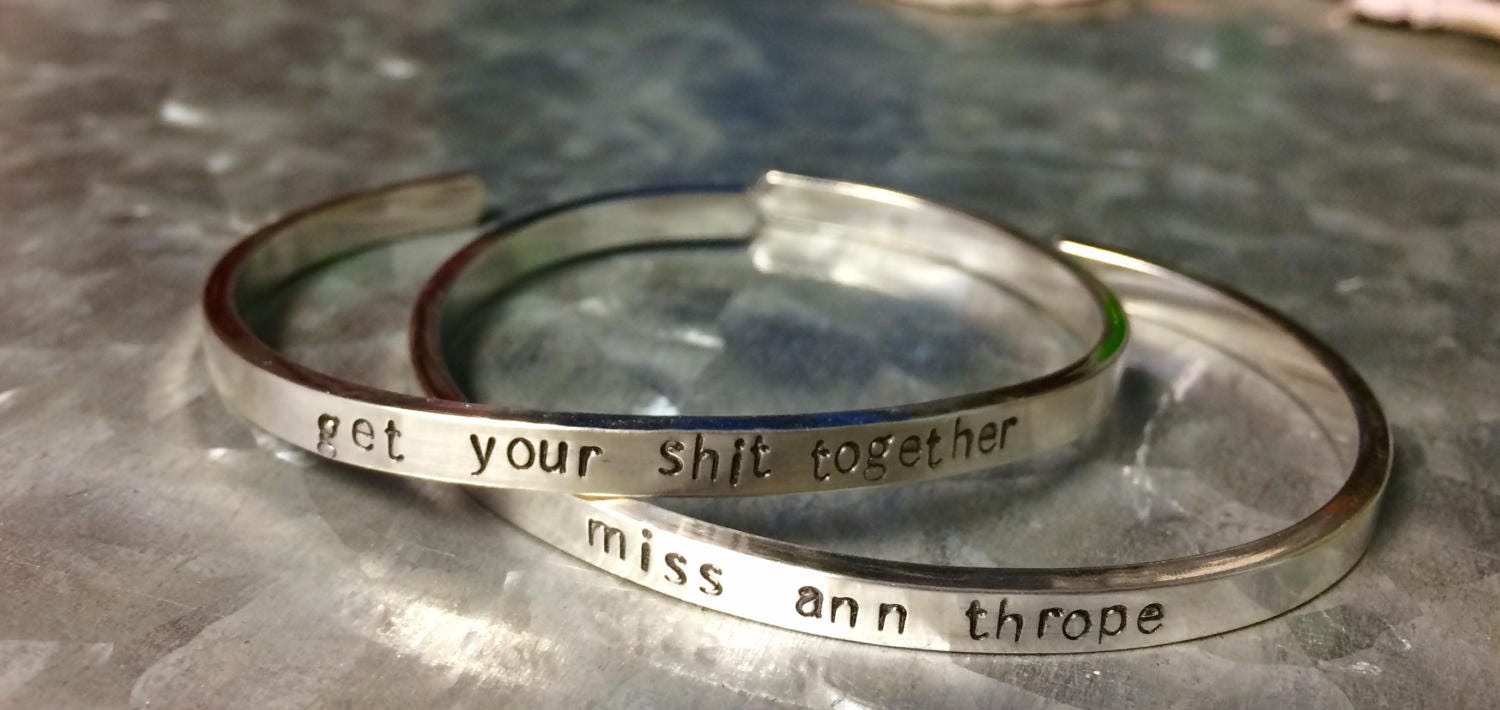 Hand Stamped Sterling Silver Fluent in Sarcasm Cuff - Etsy