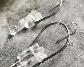 Quartz Crystal Loop Earrings