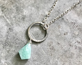 Amazonite Kite and Sterling Hoop Necklace