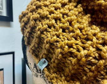 Thick and Cozy Double Wrap Cowl in Mustard Flax