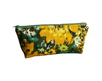 Yellow Blooms Vintage Fabric Pencil Pouch