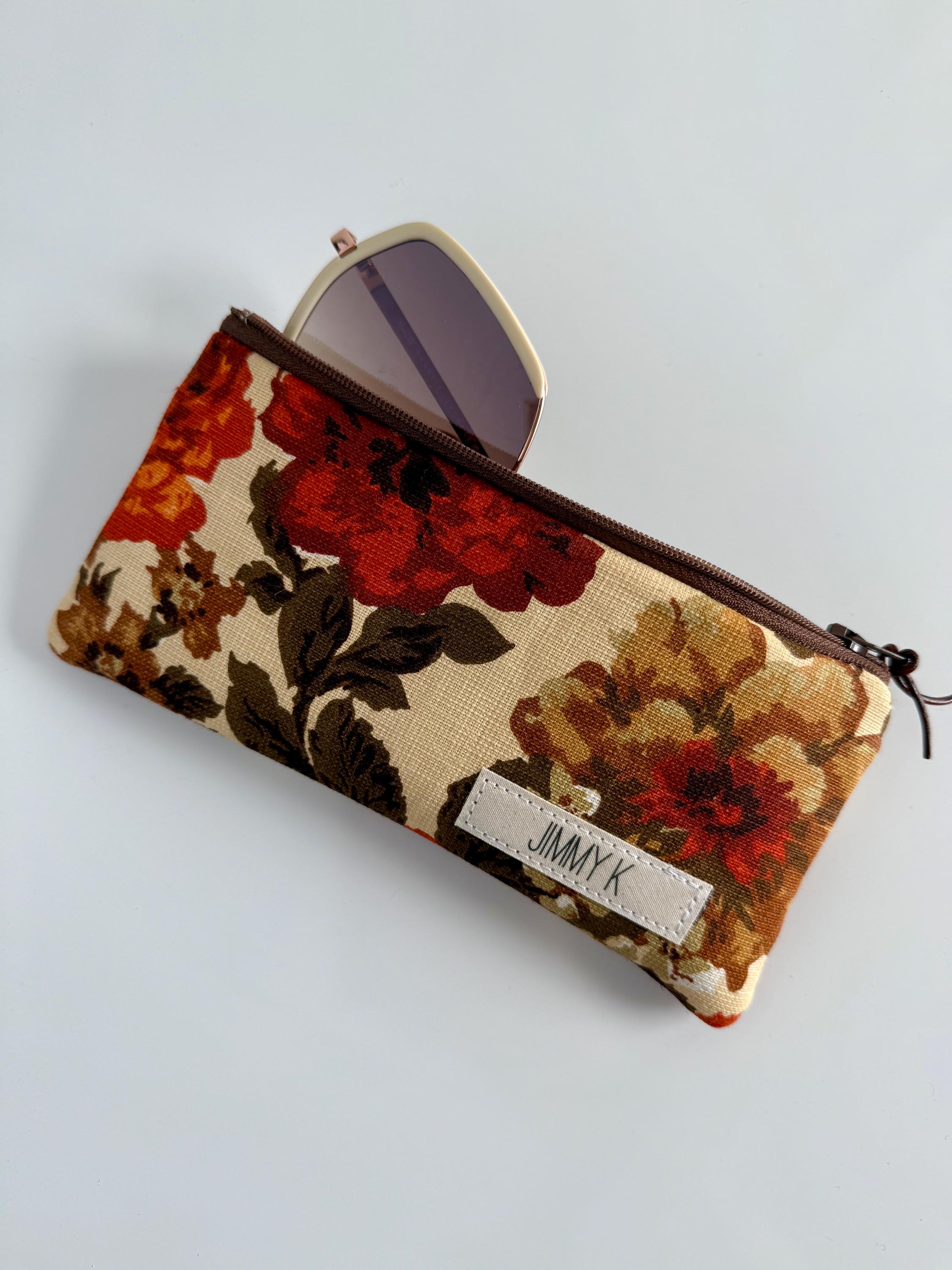 Brown Floral Vintage Fabric Sunglass Case - Etsy display picture 1