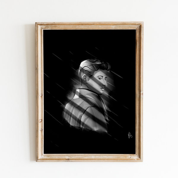 Black and White "Subtle Gaze" | DIGITAL Wall Art | Unique Noir Feel