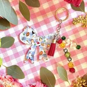 Wizard of Oz Keychain: Handmade Bow, Ruby Slippers Bag Charm