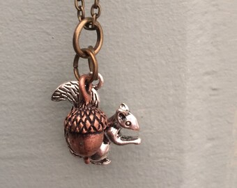 Squirrel and Acorn Necklace