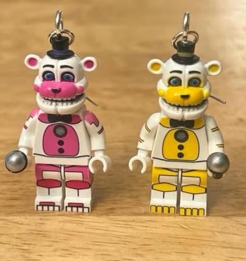 Funtime Freddy and Golden Funtime Freddy Earrings Made With Minifigures Etsy