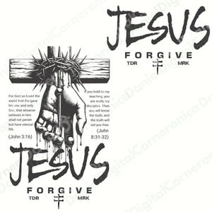 Gesù perdonato PNG, design cristiano vintage con messaggio d&#39;amore religioso, regalo digitale basato sulla fede per uomini o papà