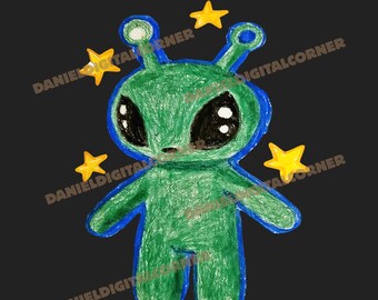 Alien Screme Malerei lustige UFO Raum Kunst Frauen Männer Kinder PNG, Sublimation, Clipart-Design, digitaler Download