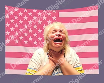 Trisha Paytas Pink American Flag PNG, Aesthetic Vintage Inspired Graphic Design Digital Artwork