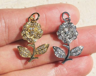 18K Gold Plated Rose Pendant,  DIY Necklace Keychain Accessories,Valentine's Day gifts