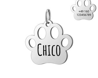 Hundemarke mit Gravur aus Edelstahl, Name und Telefon, 30x17mm, Gold Silber Rosé, ID Marke für Hund und Katze
