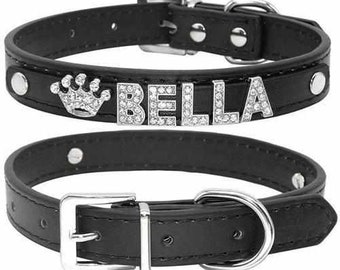 Noble dog collar personalized with glitter stones + symbol