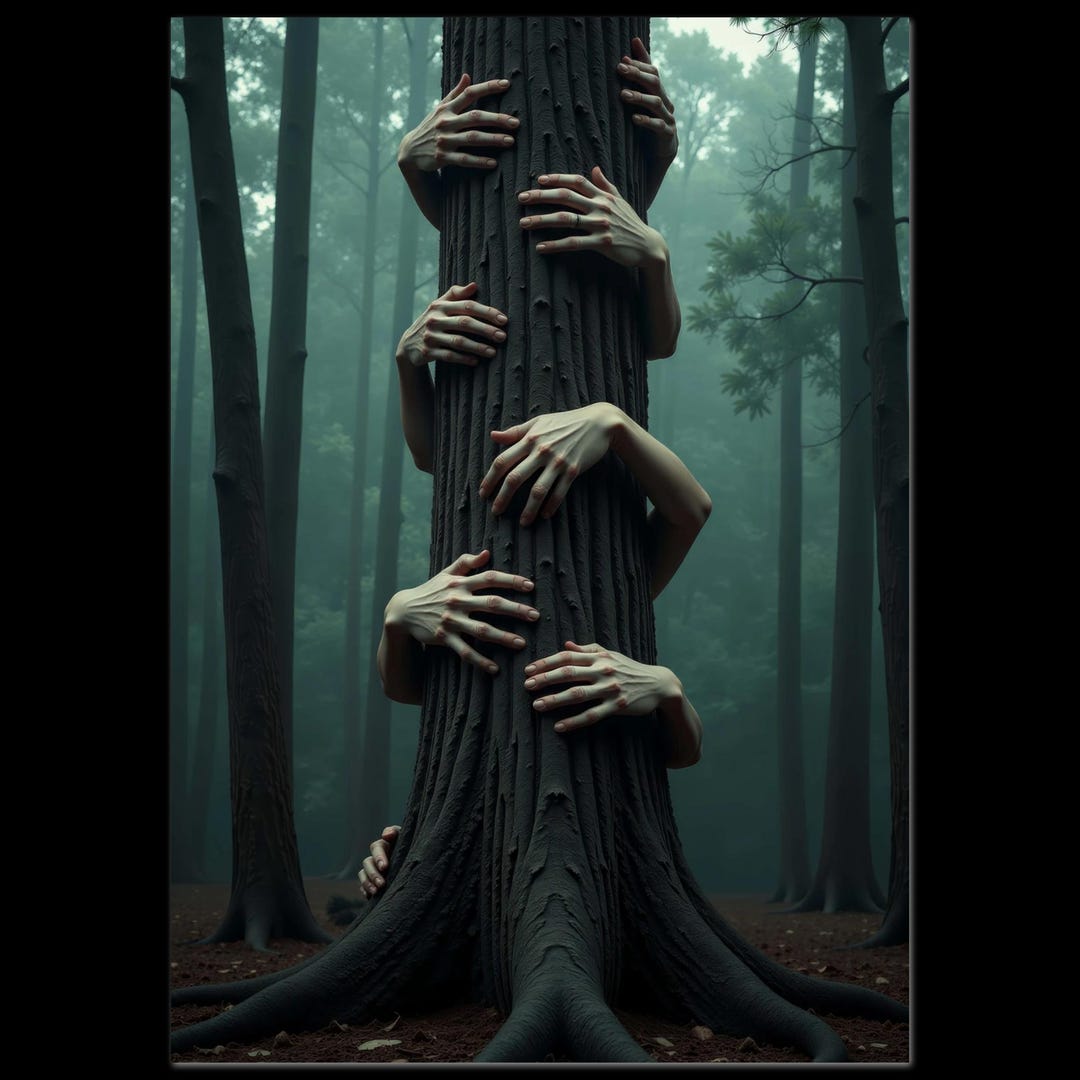 Scary Horror Tree Hugging Hands Wall Art | Wall Poster | Art Print ...