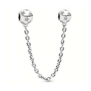 Pandora Starry Sparkling Safety Chain Charm (Asia Exclusive) - S925 Sterling Silver with Star CZ Crystals - For European Style Bracelet