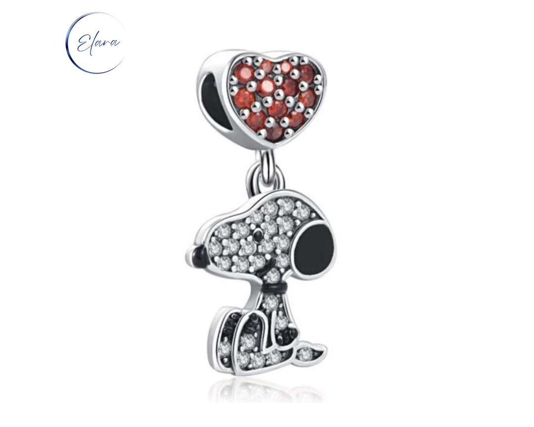 925 Sterling Silver Love Heart Charm Bead - Cute Dangle Charm For Bracelets & Necklaces (11x10mm)