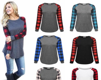 red and black plaid t shirt