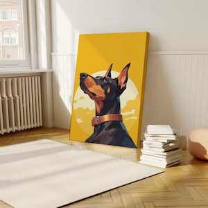 Doberman Inu Cartoon 3 arkusze plakat, plakat w opakowaniu, sztuka ścienna, dekoracja pokoju, estetyka retro, prezent urodzinowy, plakat z kreskówek