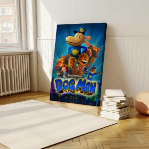 Póster de la película Dog Man (2025), póster envuelto, arte mural, decoración de habitaciones, estética retro, regalo de cumpleaños