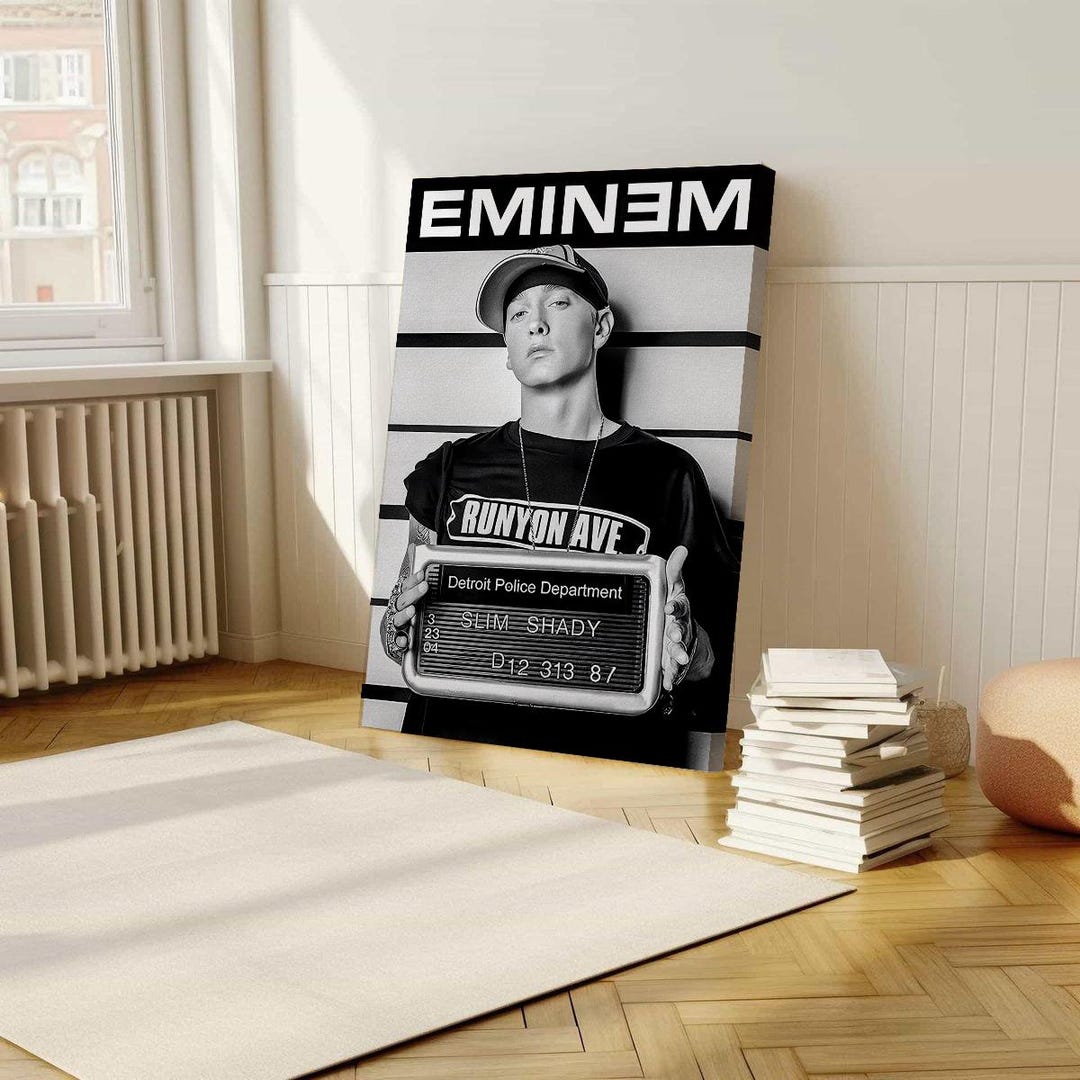 Eminem Mugshot Musik Poster, Wrapped Poster, Wall Art, Room