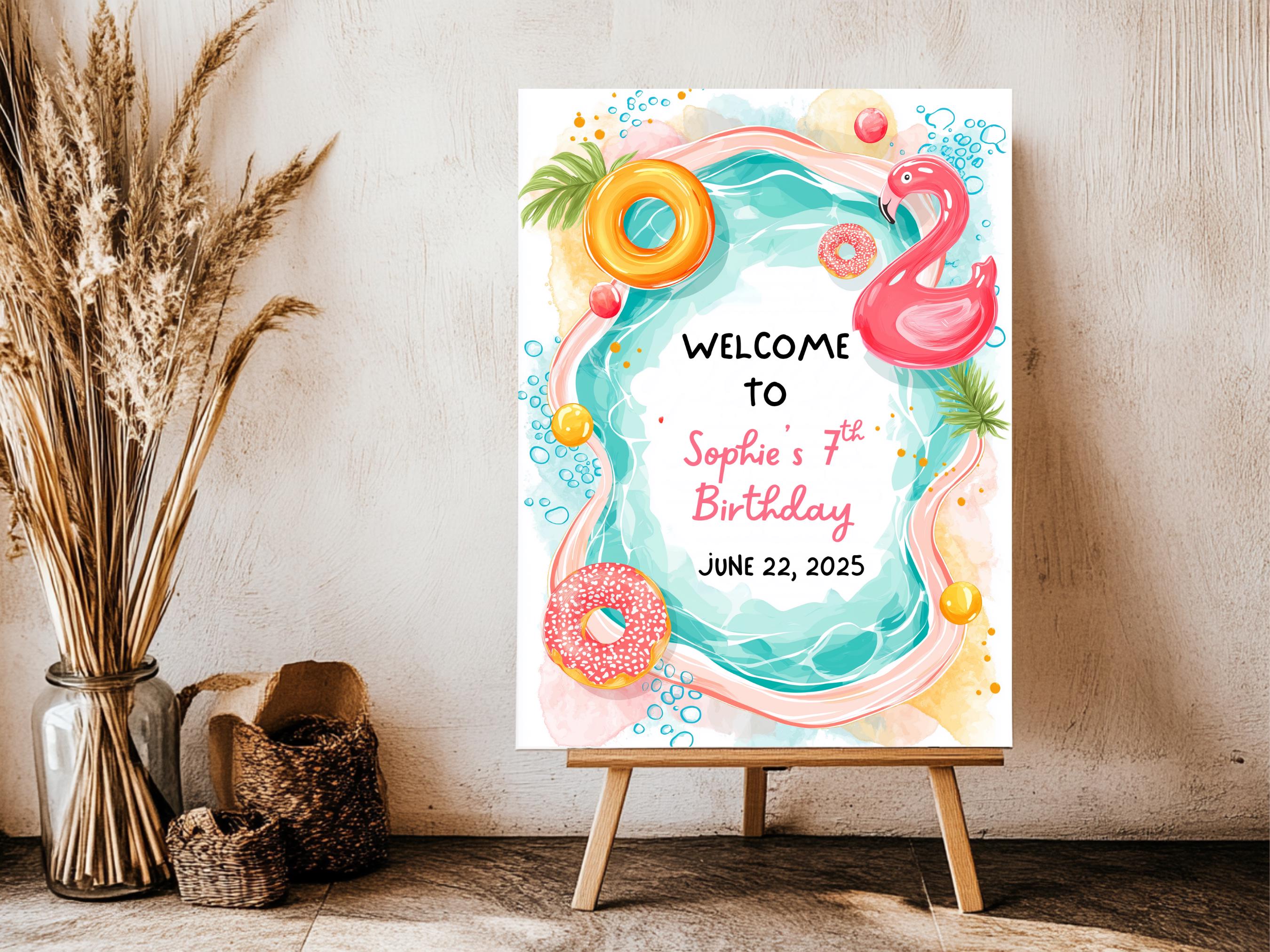 Editable Pool Party Welcome Sign Poolside Hangout Decor Outdoor Summer ...