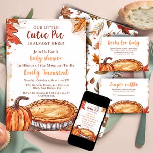 Fall Baby Shower Invite A Little Cutie Pie Baby Bundle Cutie Pie Baby Shower Invitation Suite Template Autumn Cutie Pie Baby Shower JH2578